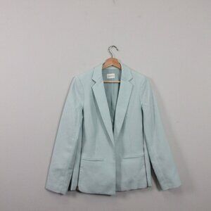 Club Monaco Blazer Women Light Green Open Wool Blend Career Office Work 506